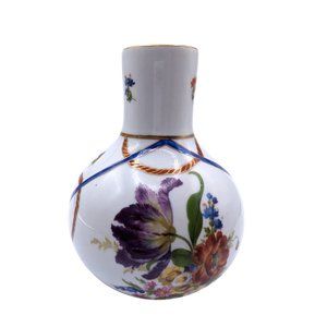 Vintage Elios H F Peint Main Porcelain Hand Painted Iris Floral Vase